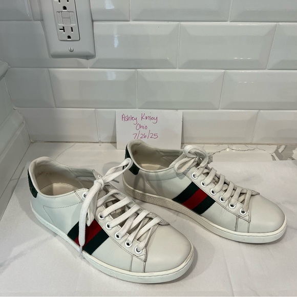Gucci White Sneakers with Red and Green Stripes, sz 6 - Picture 2 of 6